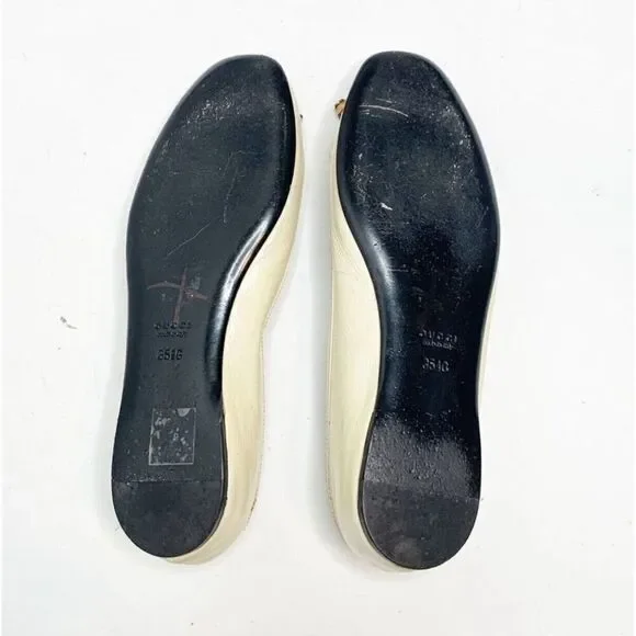 Authentic GUCCI Cream Ivory Patent Leather Bamboo Tassel Bow Ballet Flats 35.5 G - Picture 11 of 12